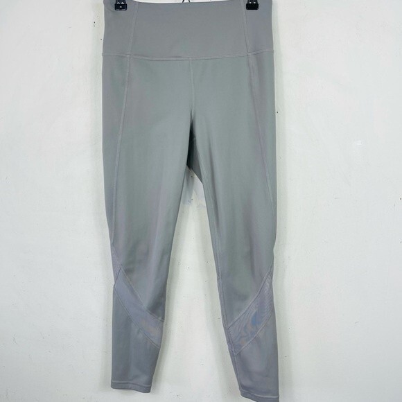 Athleta Eclipse 7/8 Tight High Waist Yoga Leggings In Silver Grey Mesh Panels S - Picture 5 of 16